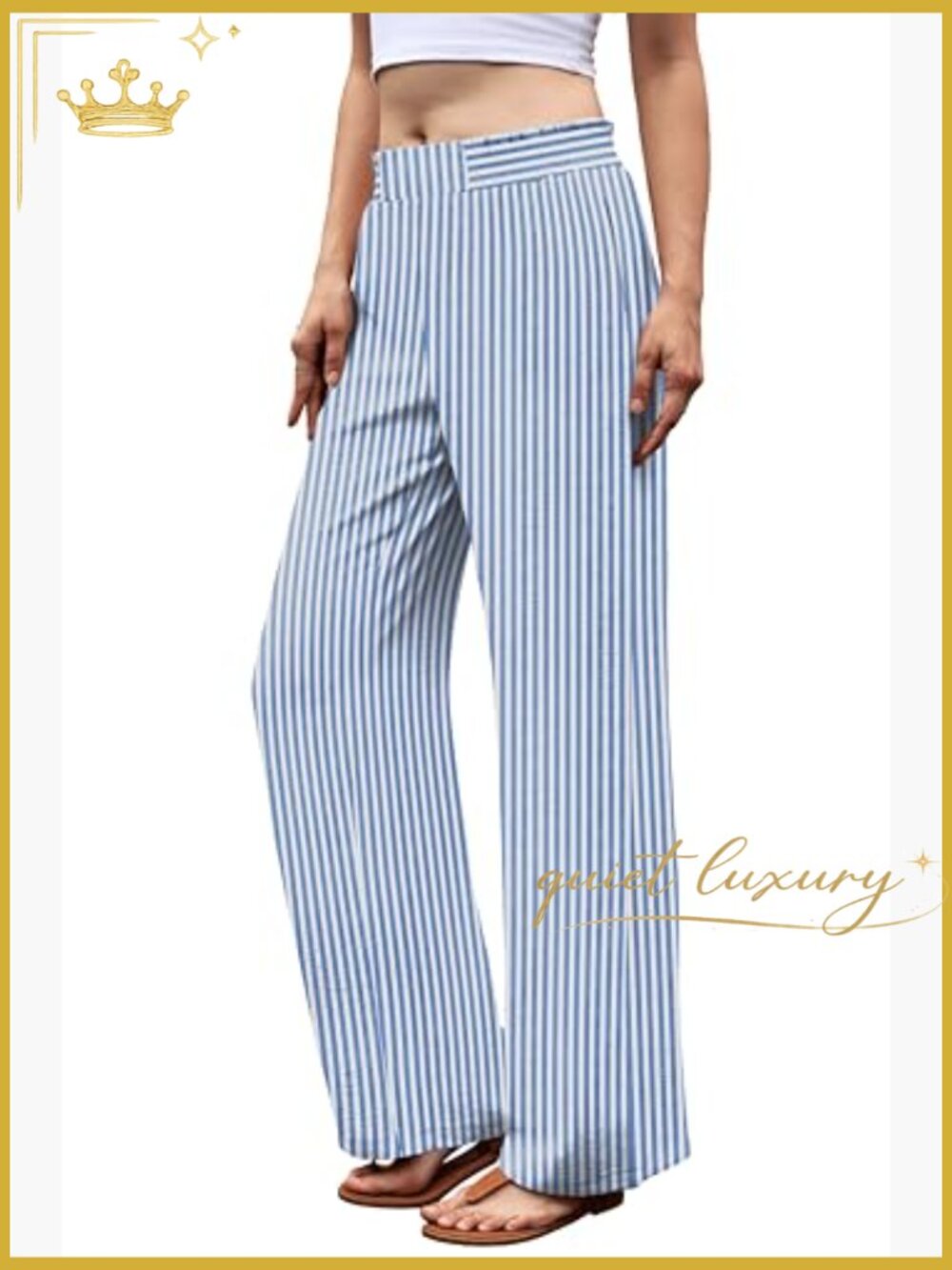 Wide Leg Palazzo Pants with Pockets High Waisted Flowy Trousers - Picture 2 of 7